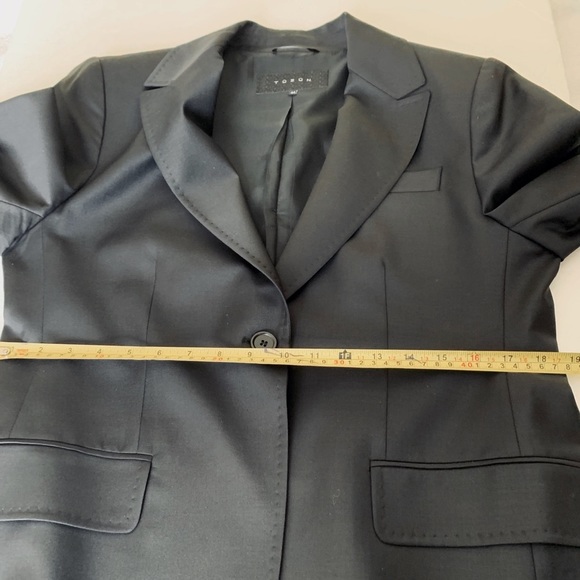 Elegant classic shiny black 87% fine wool blazer jacket double collar Eur44 US12 - Picture 15 of 15